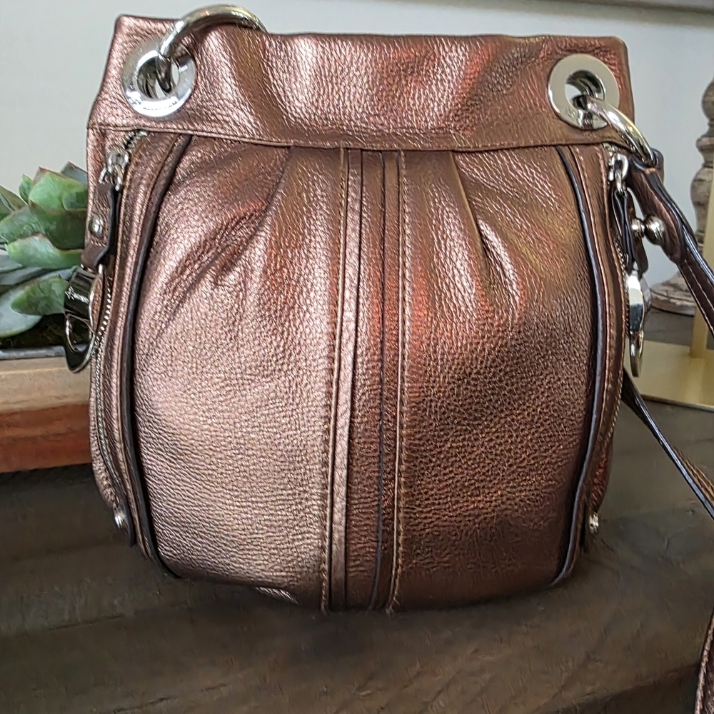 B. Makwowsky Copper Leather Crossbody Bag NWT - Picture 2 of 12